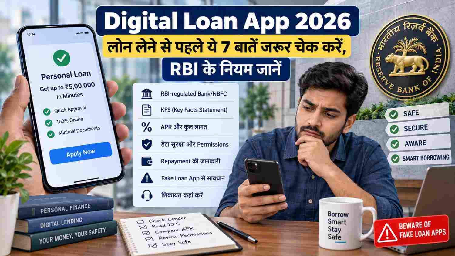 Digital Loan App 2026: RBI Rules और Fake Loan App से बचने के तरीके।
