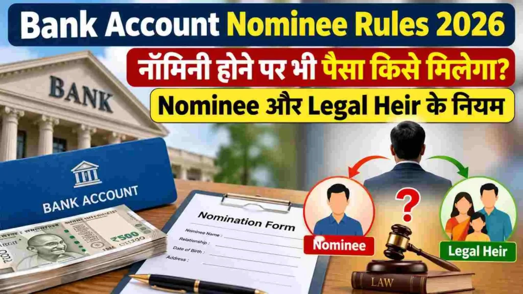 Bank Account Nominee Rules 2026 और Legal Heir के नियम