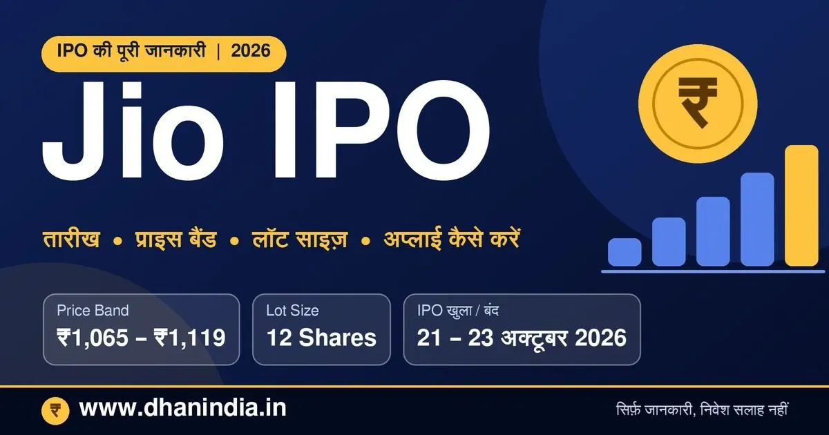 Jio IPO 2026: Price Band ₹1,065–₹1,119, Lot Size 12 Shares और 21–23 अक्टूबर की तारीख